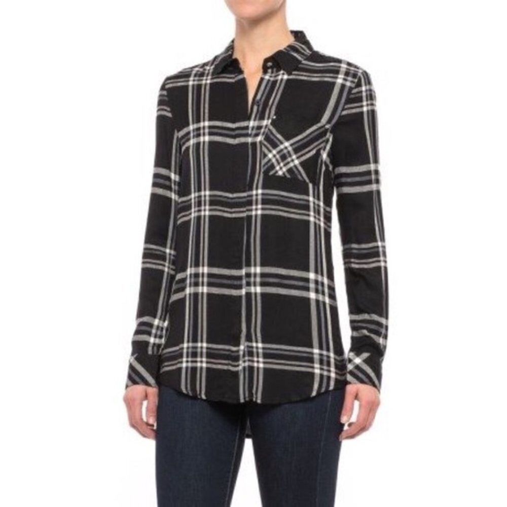 Workshop Republic Clothing Navy Blue Plaid Button Down Shirt